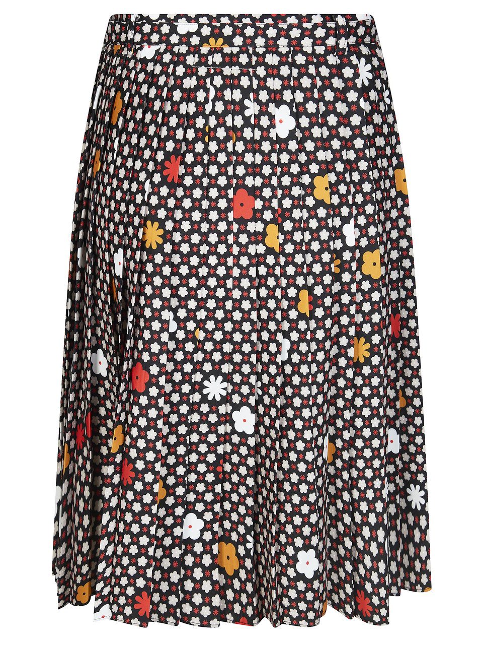 Maison Margiela Black Pleated Floral Backdrop Flared Skirt Grijs