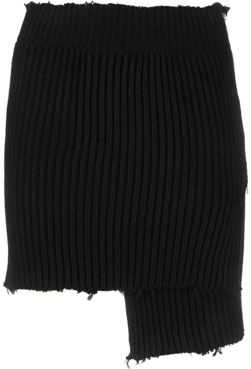 Maison Margiela Asymmetric Knitted Side Zip Skirt Zwart