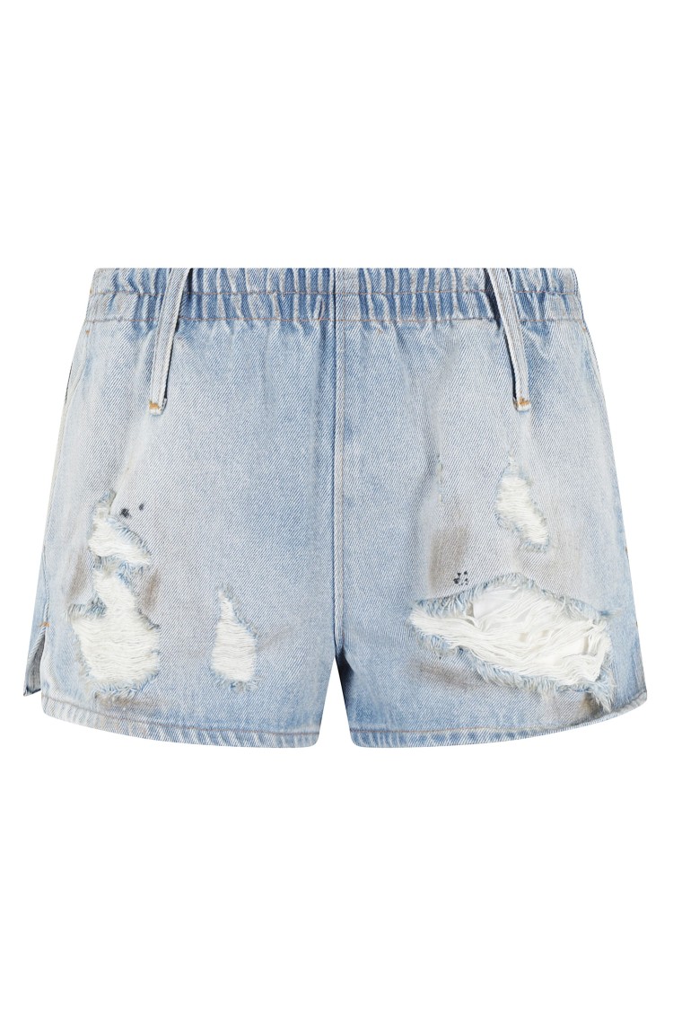 Maison Margiela Vintage-Inspired Distressed Denim Shorts Blauw