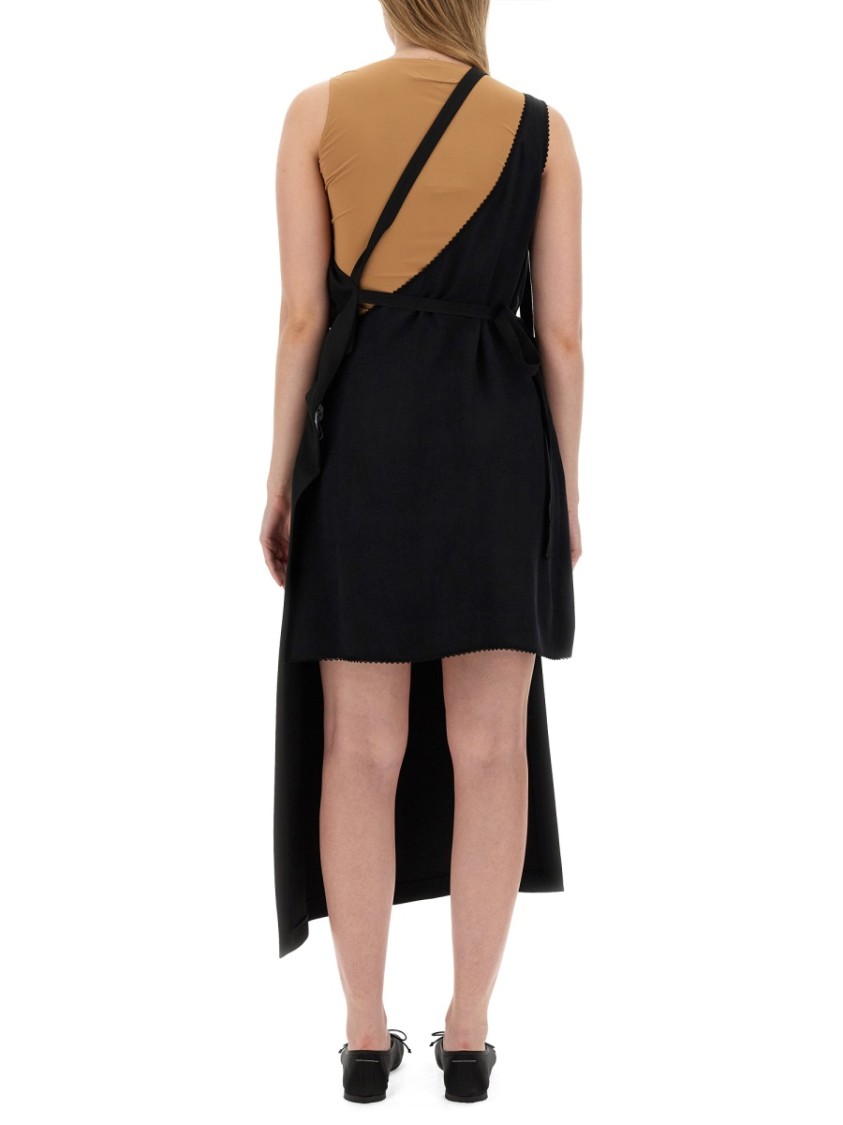 Maison Margiela Asymmetrical Top With Fitted Bodice And Flowing Skirt Zwart