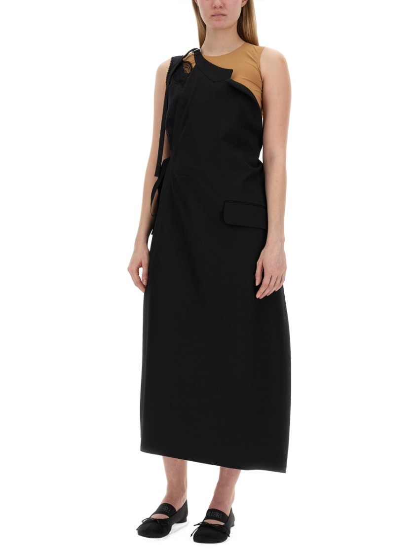 Maison Margiela Asymmetrical Top With Fitted Bodice And Flowing Skirt Zwart