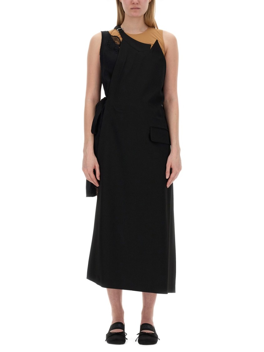 Maison Margiela Asymmetrical Top With Fitted Bodice And Flowing Skirt Zwart