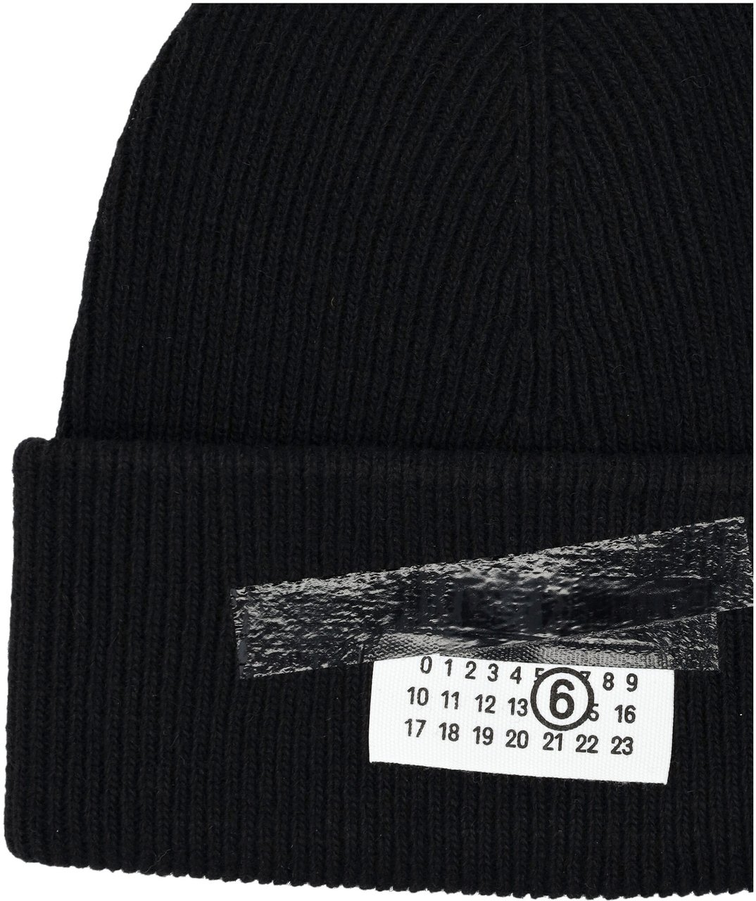 Maison Margiela Beanie Etiquette Tape Nero Zwart