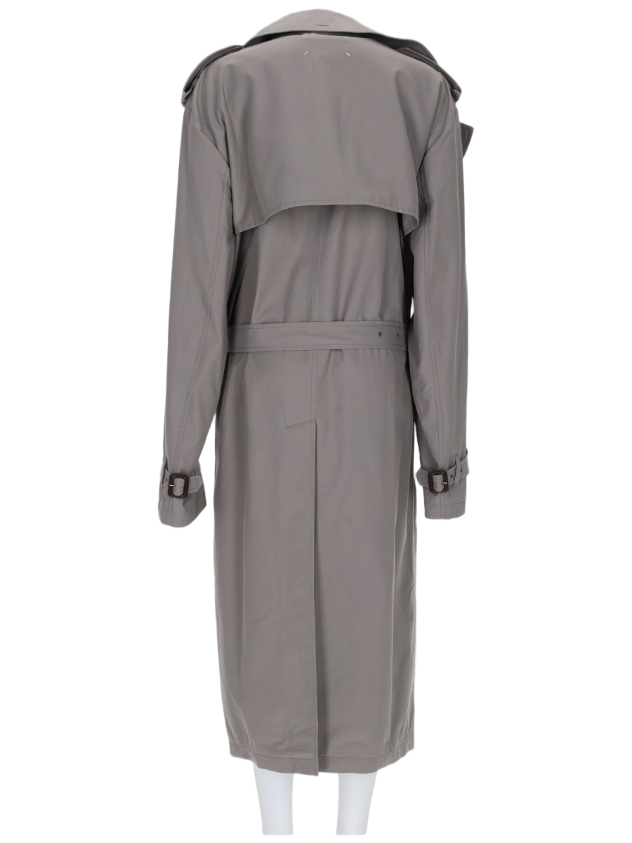 Maison Margiela Double-Breasted Grey Trench Coat with Tailored Fit Grijs