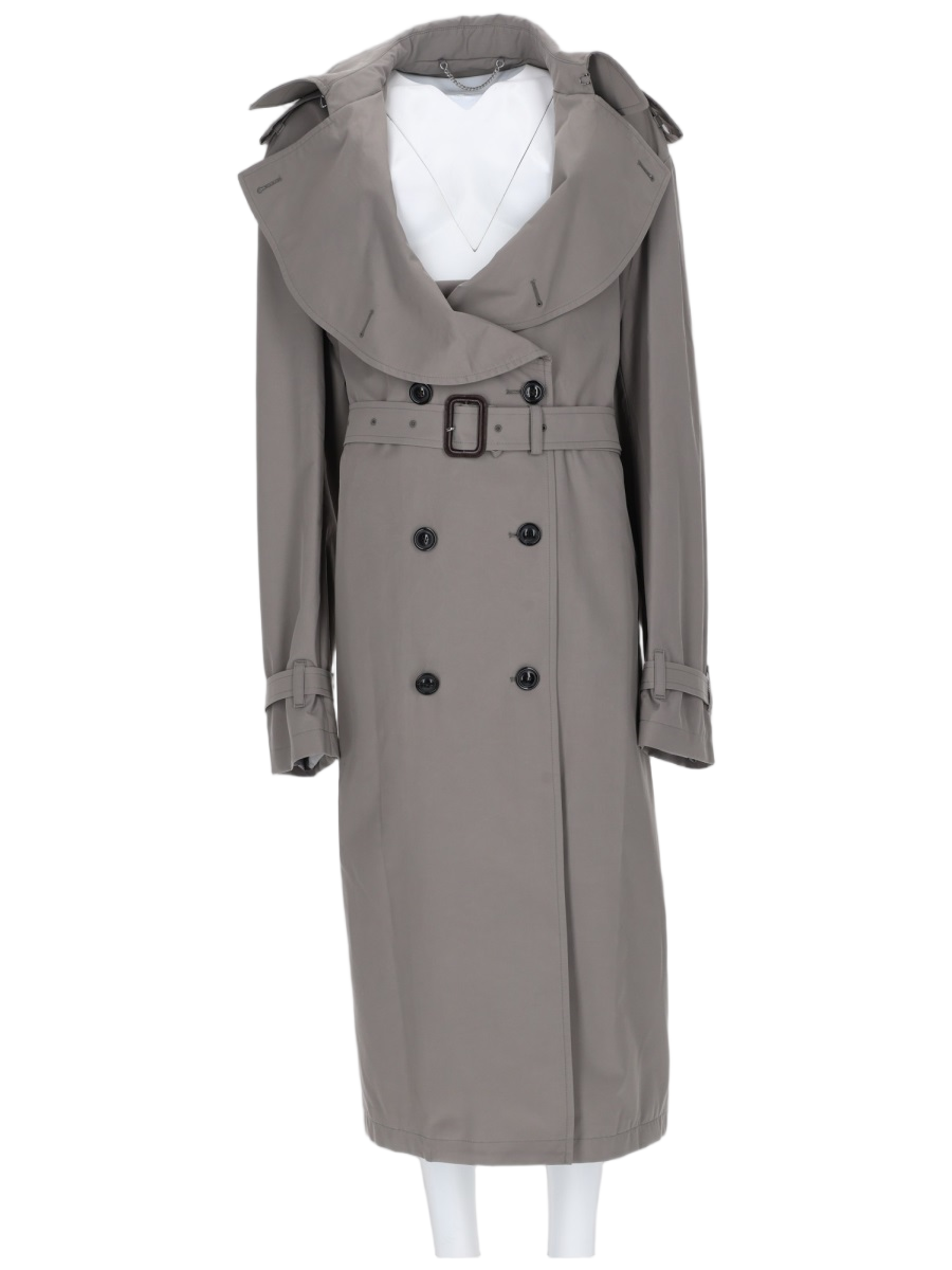 Maison Margiela Double-Breasted Grey Trench Coat with Tailored Fit Grijs