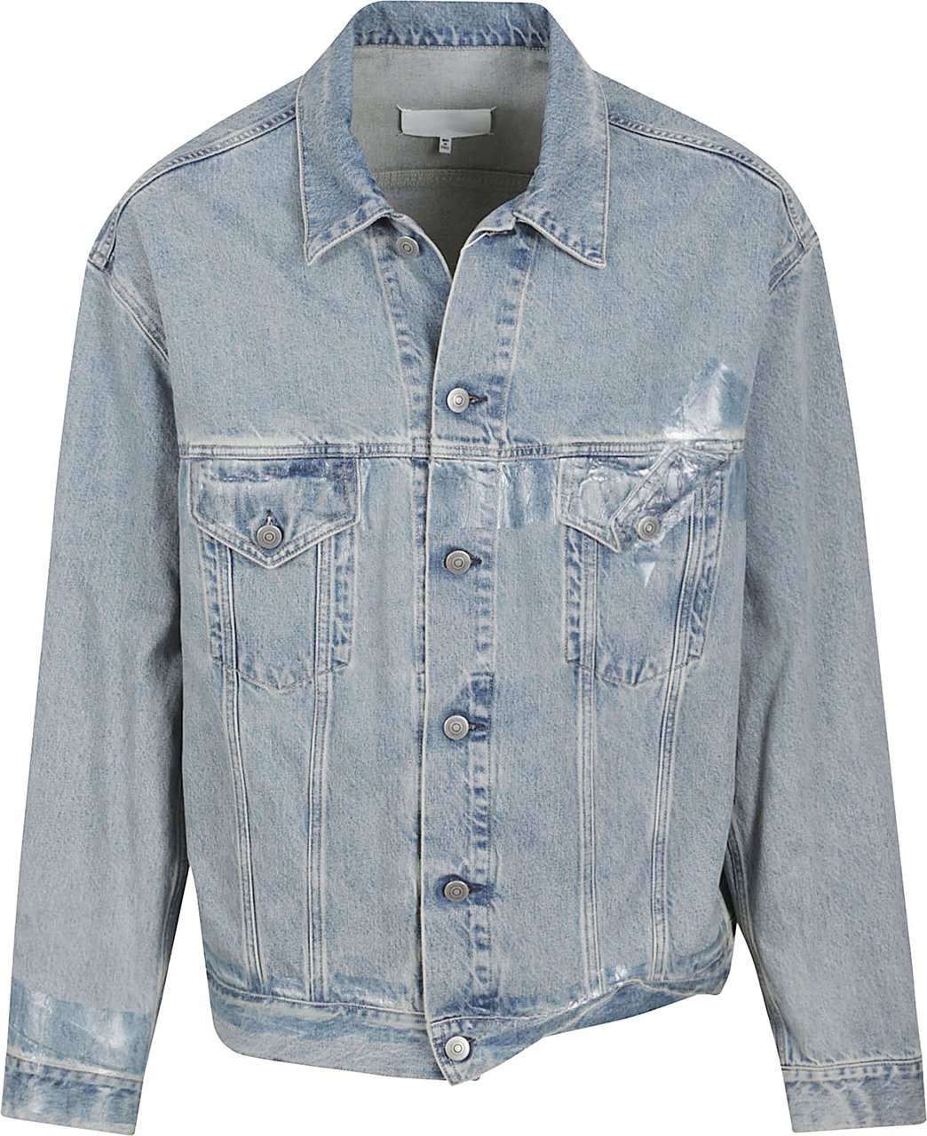 Maison Margiela Light Wash Denim Jacket with Distressed Accents Blauw