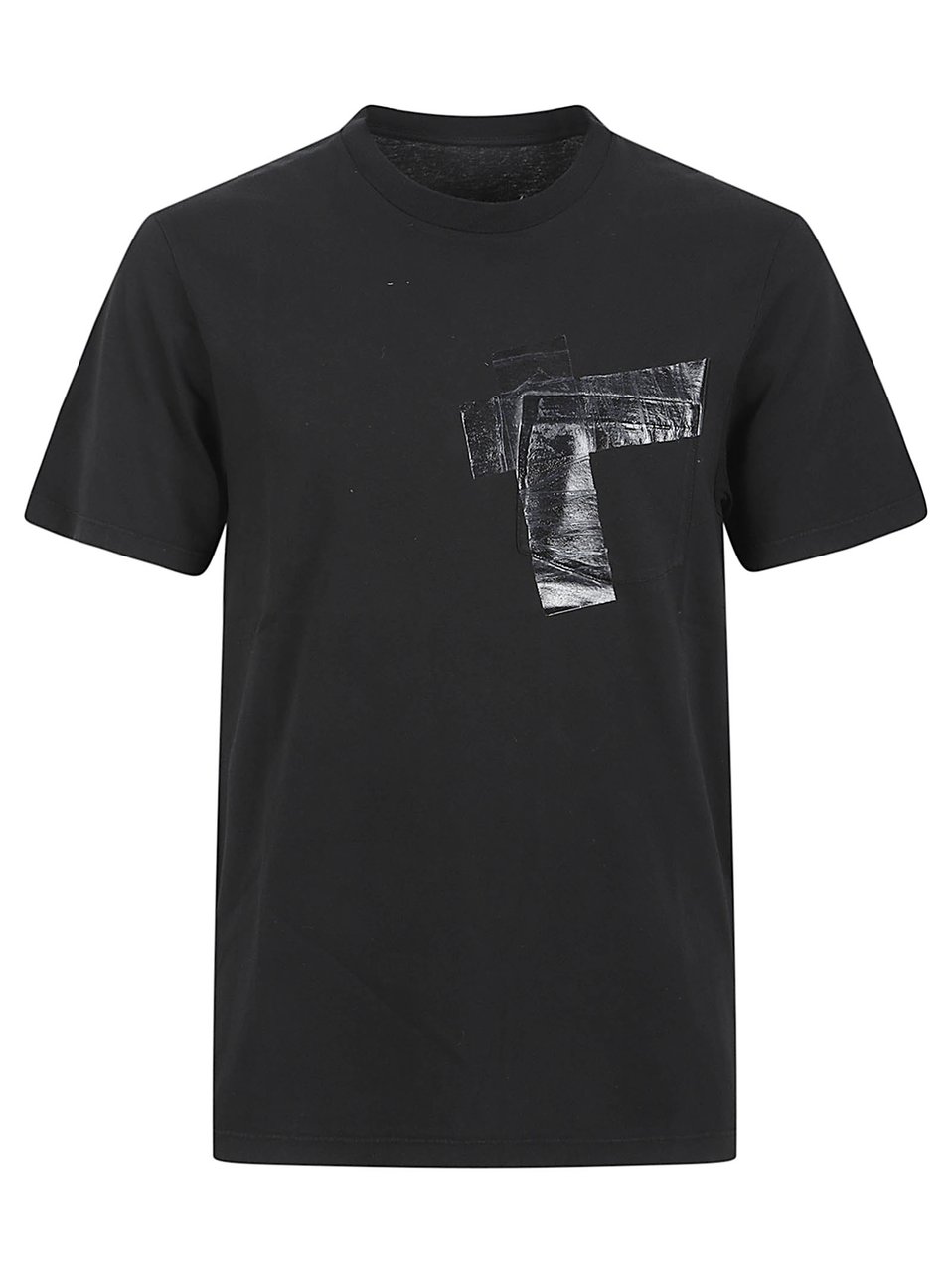 Maison Margiela Short-Sleeve T-Shirt with Textured Abstract Design Zwart