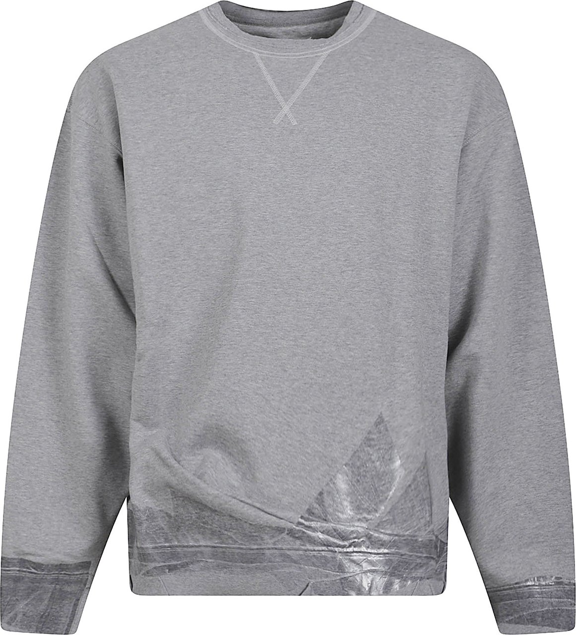 Maison Margiela Relaxed Fit Cotton Sweater with Glossy Accents Grijs