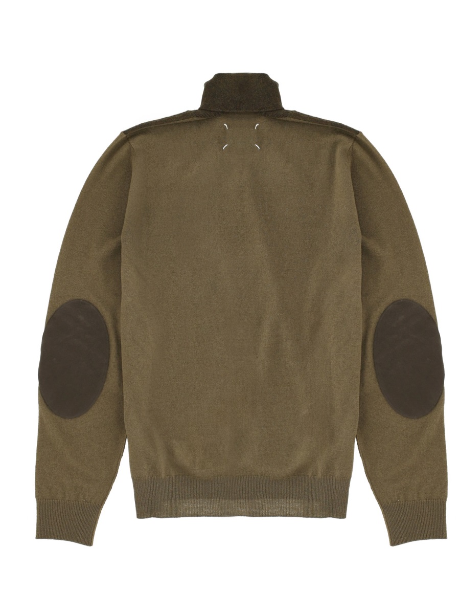 Maison Margiela Two-Tone Straight Fit Wool Panel Jersey Knitwear Zwart