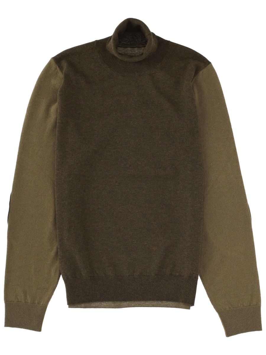 Maison Margiela Two-Tone Straight Fit Wool Panel Jersey Knitwear Zwart
