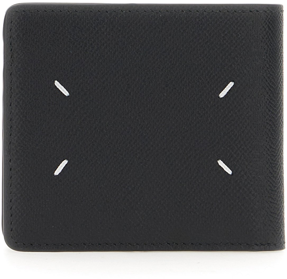 Maison Margiela Black leather card holder Zwart