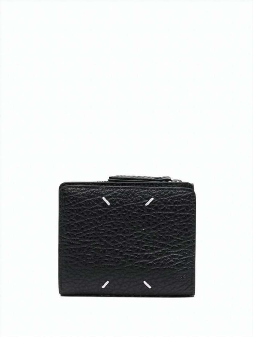 Maison Margiela Black Grain Leather Four Stitches Wallet Zwart