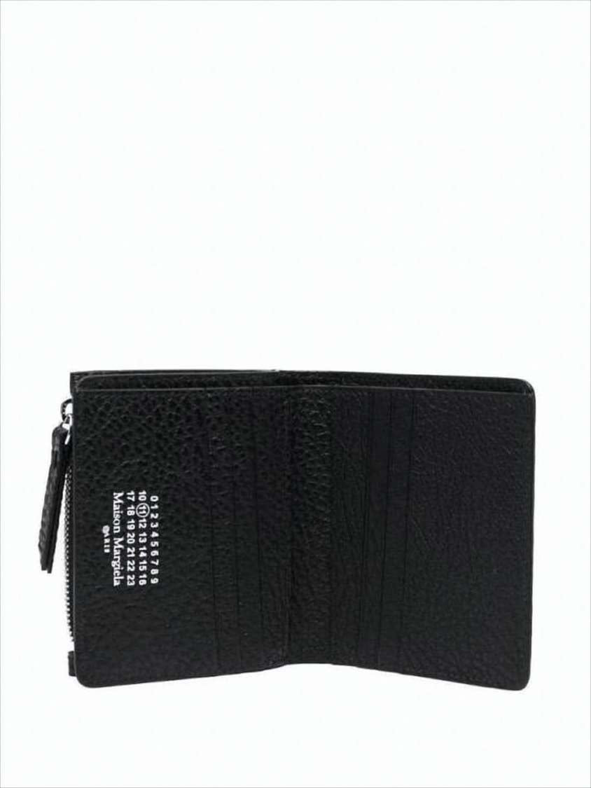 Maison Margiela Black Grain Leather Four Stitches Wallet Zwart