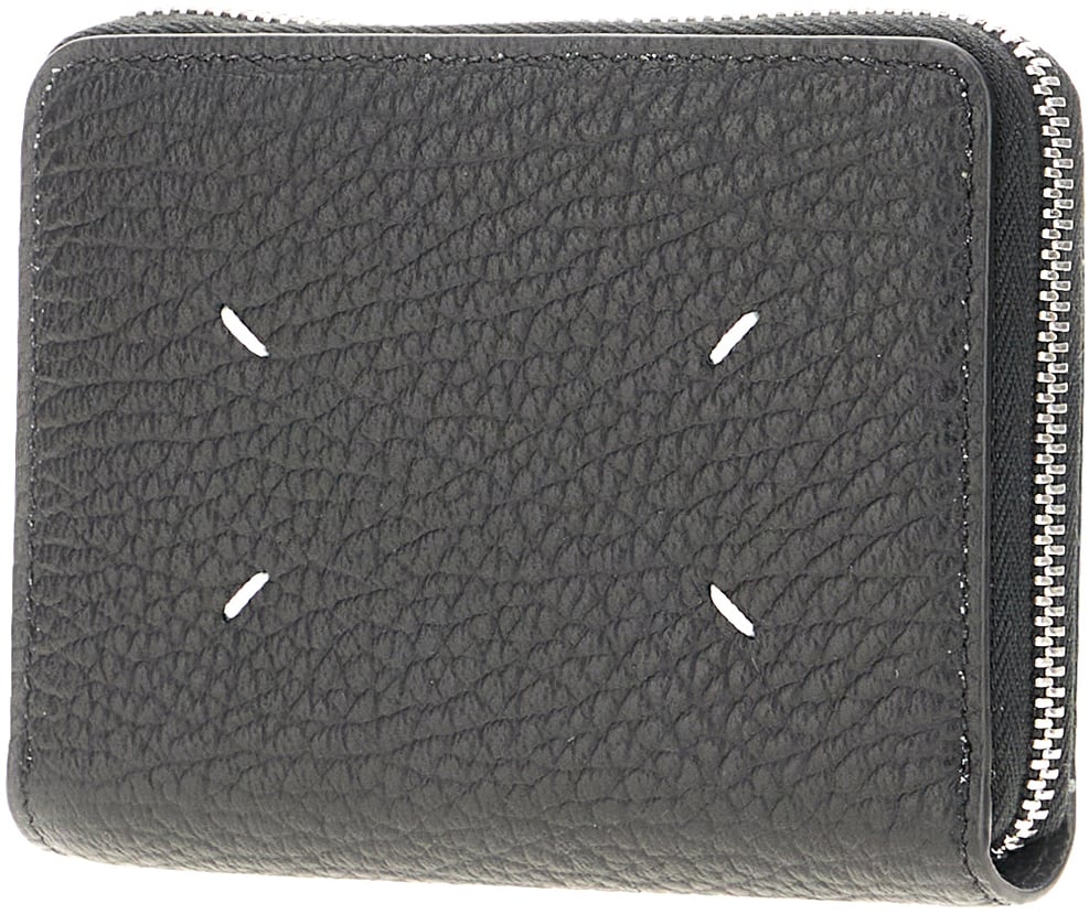 Maison Margiela Black Four Stitches trifold wallet Zwart