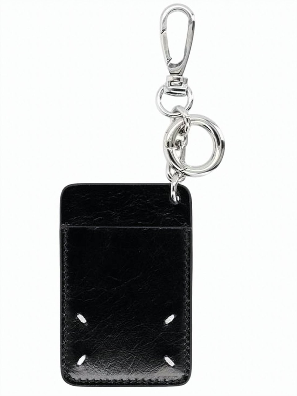 Maison Margiela Black Glossy Clasp Keyring Leather Wallet Wit