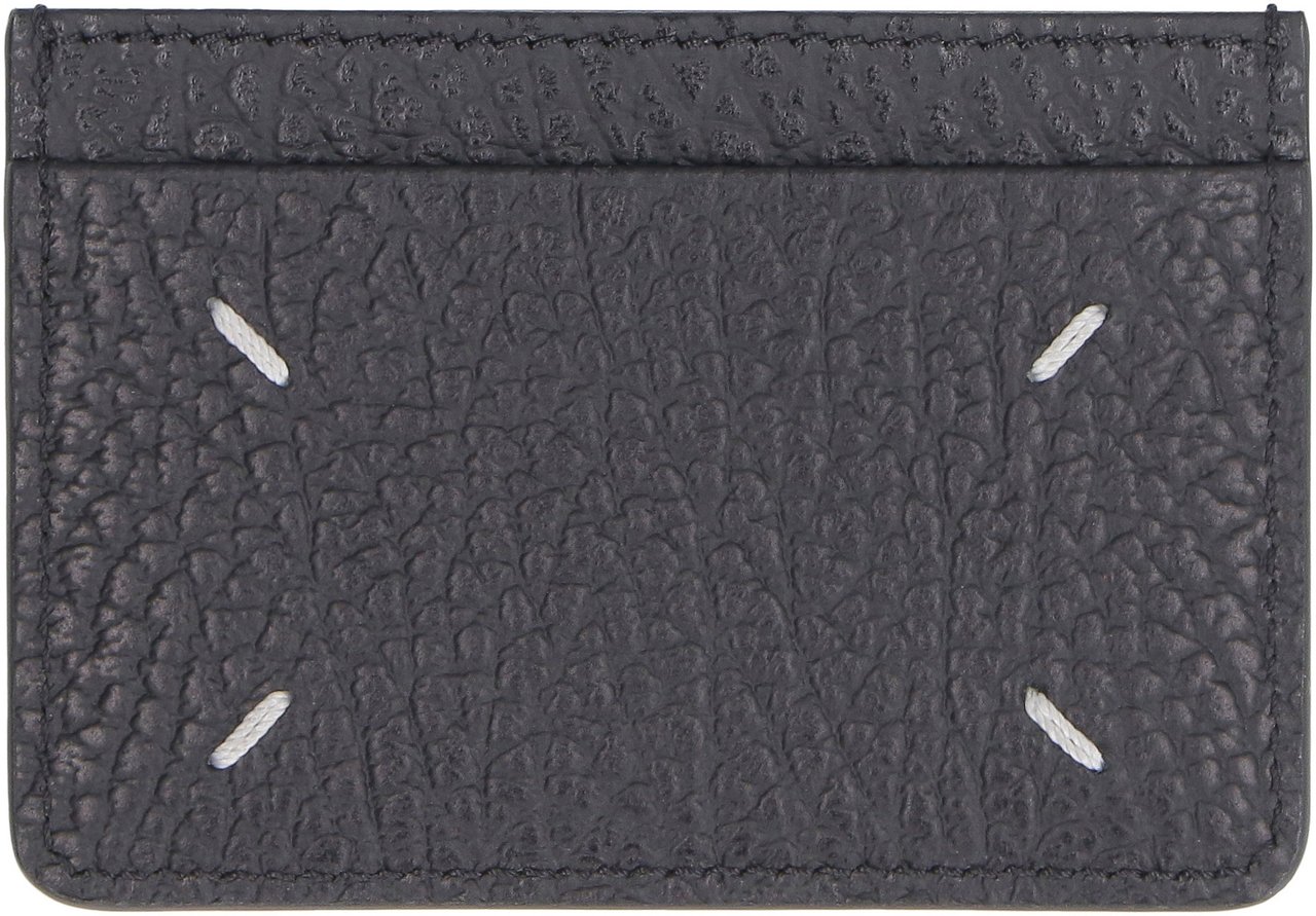 Maison Margiela Pebbled calfskin card holder Zwart
