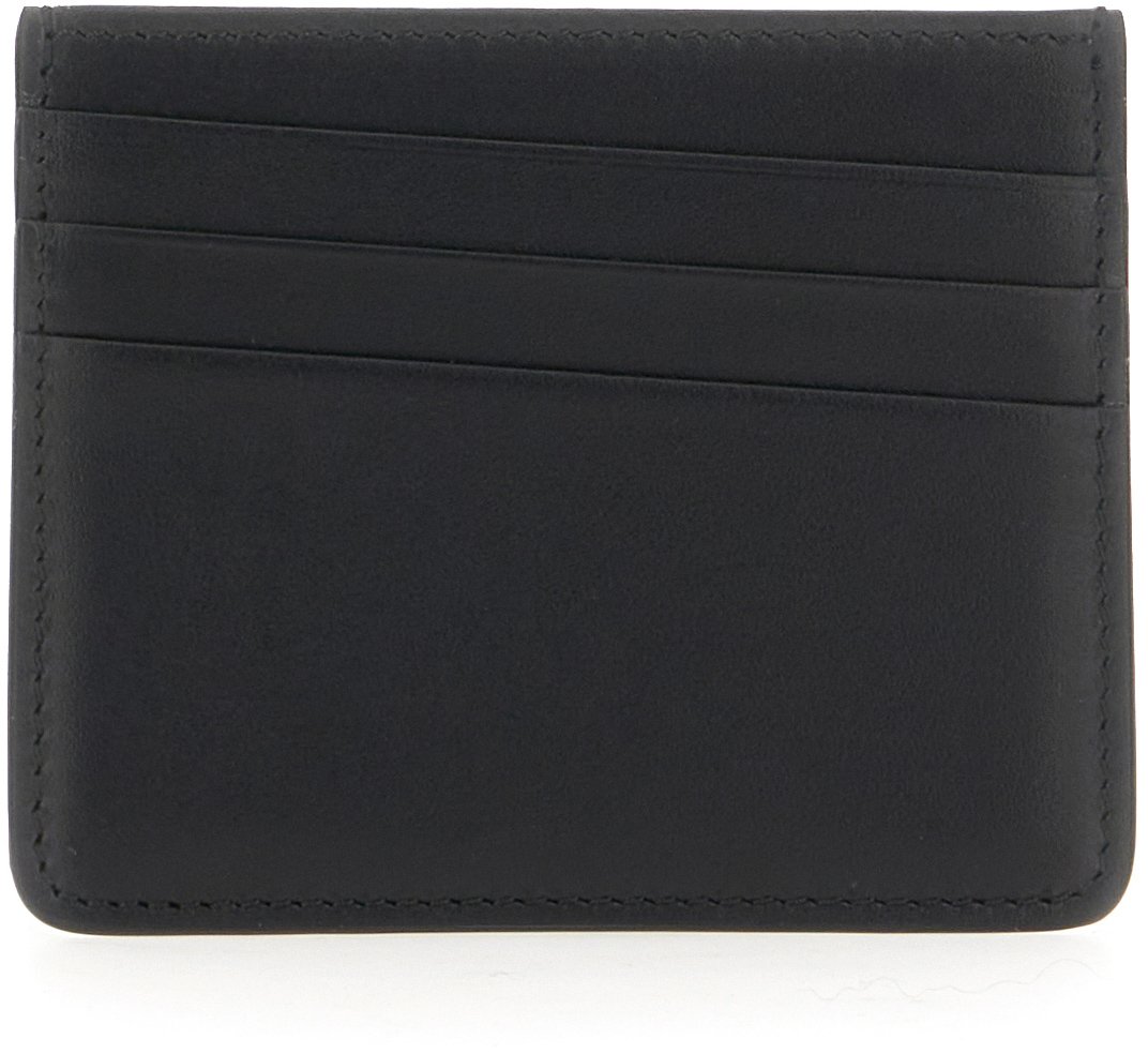 Maison Margiela Black leather card holder Zwart