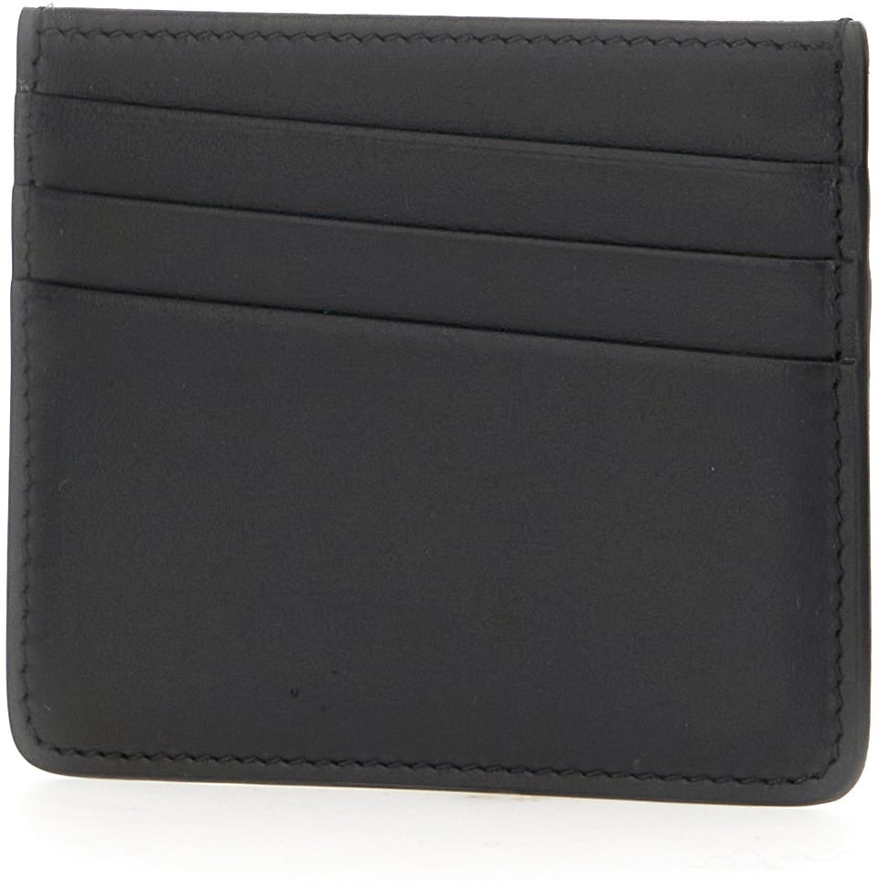 Maison Margiela Black leather card holder Zwart
