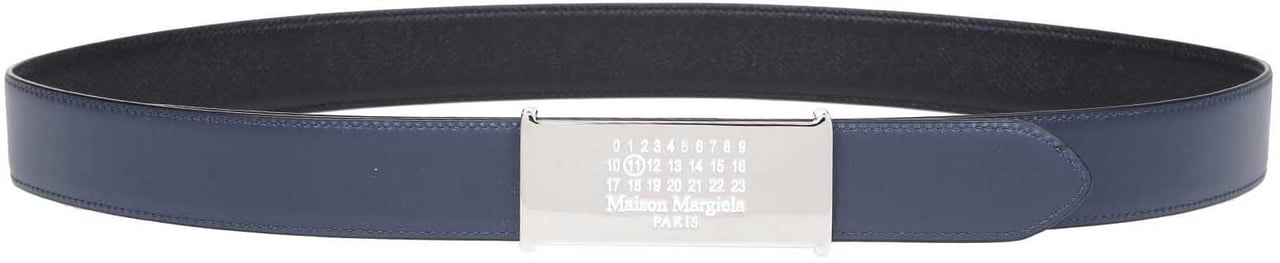 Maison Margiela Maison margiela reversible leather belt, blue/black Zwart