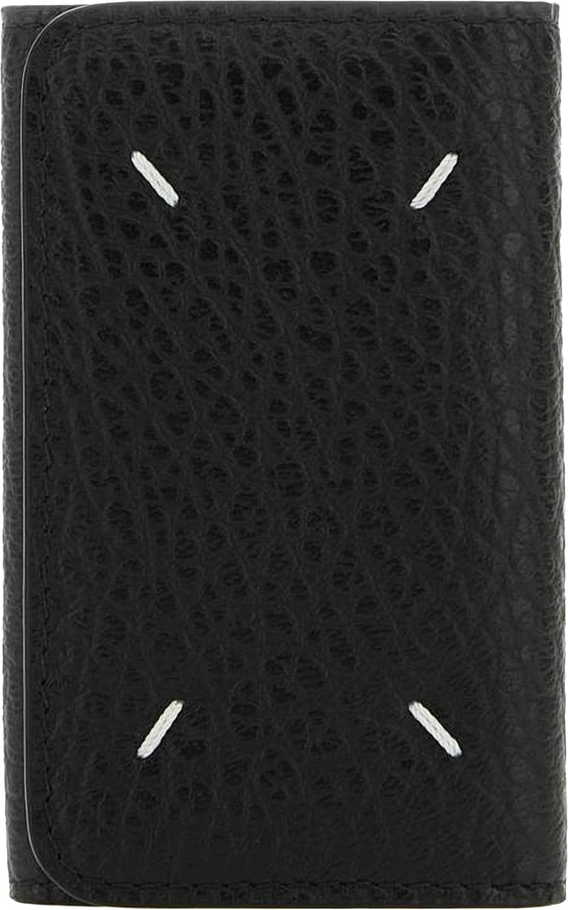 Maison Margiela Four Stitch Leather Wallet Keychain Zwart