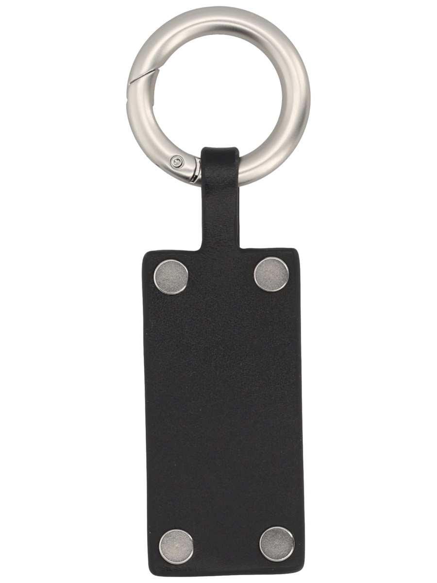 Maison Margiela Silver Numbers Embossed Leather Keychain Grijs