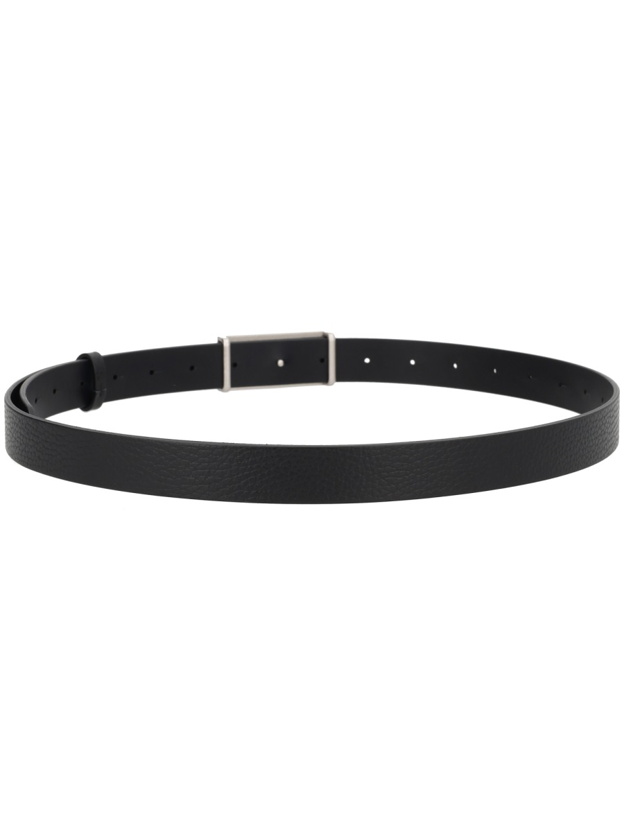 Maison Margiela Numeric Textured Leather Narrow Belt Zwart