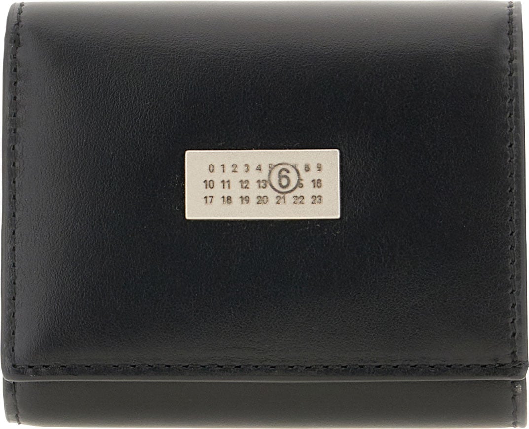 Maison Margiela Mm6 Maison Margiela Black leather wallet Zwart