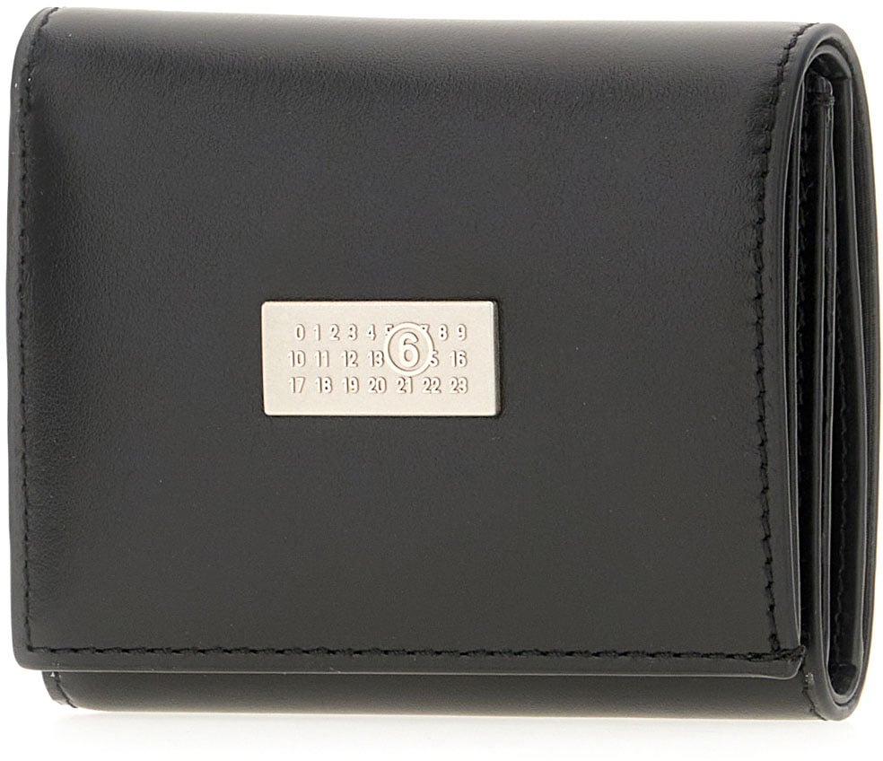 Maison Margiela Mm6 Maison Margiela Black leather wallet Zwart