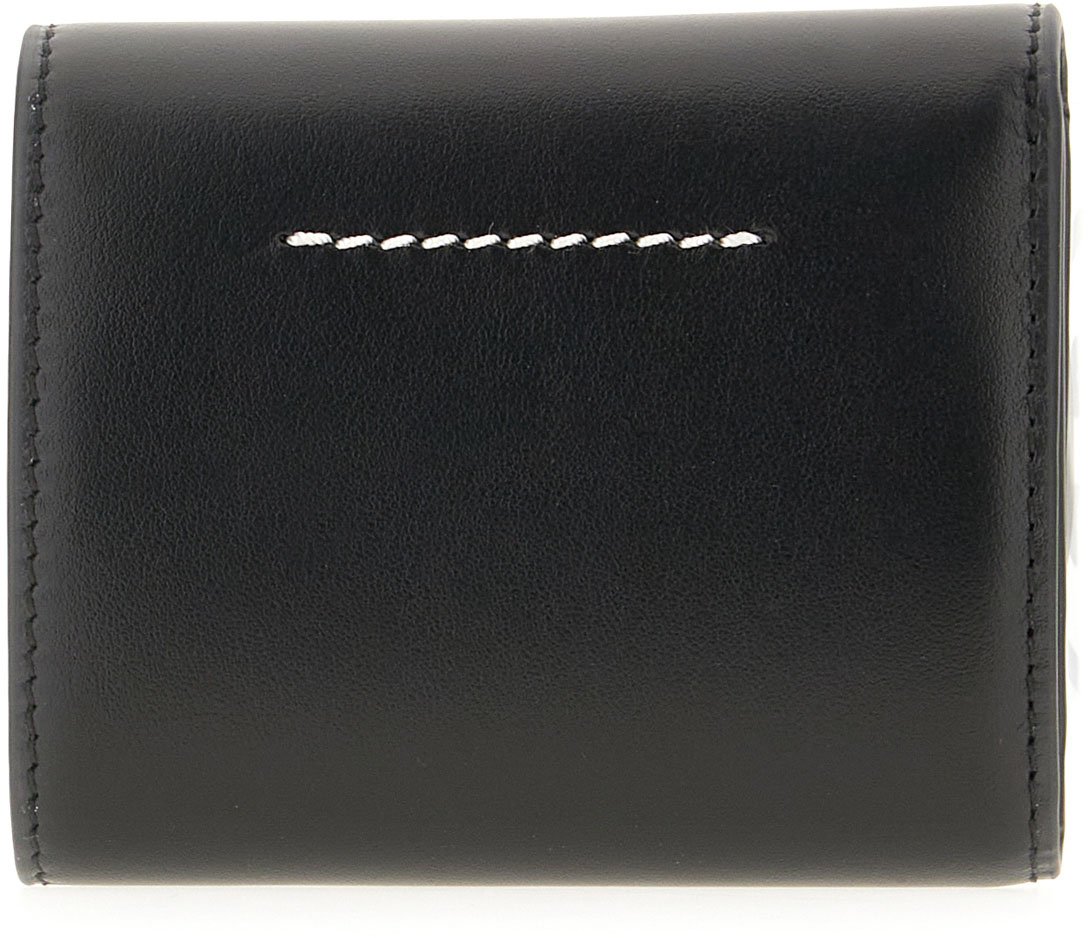 Maison Margiela Mm6 Maison Margiela Black leather wallet Zwart