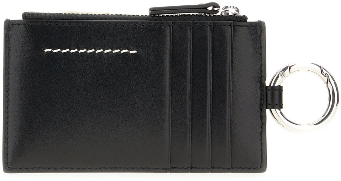 Maison Margiela Mm6 Maison Margiela Black leather card holder Zwart