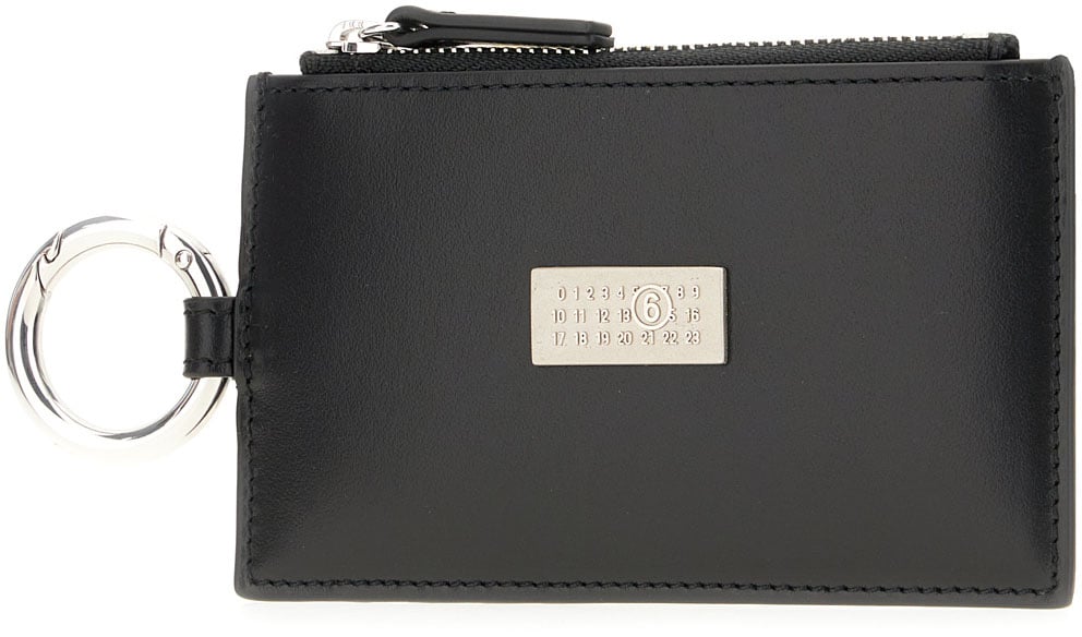Maison Margiela Mm6 Maison Margiela Black leather card holder Zwart