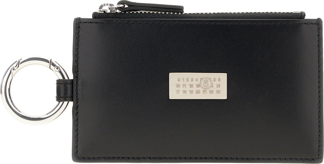 Maison Margiela Mm6 Maison Margiela Black leather card holder Zwart