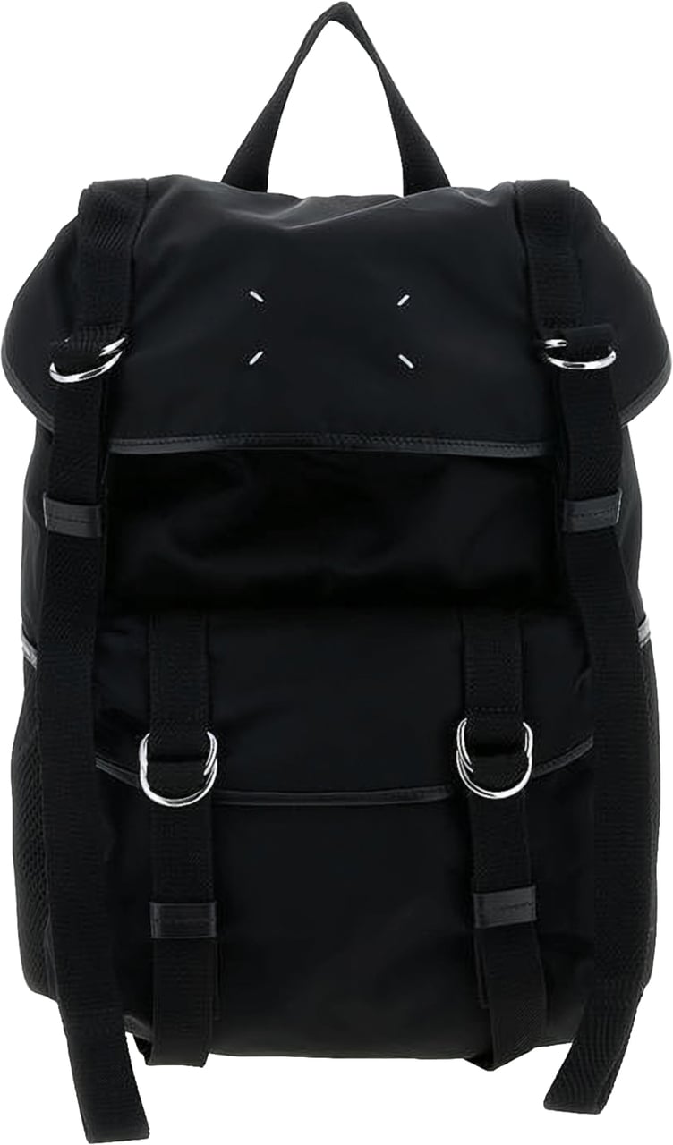 Maison Margiela Black Four Stitches Buckle Backpack Zwart