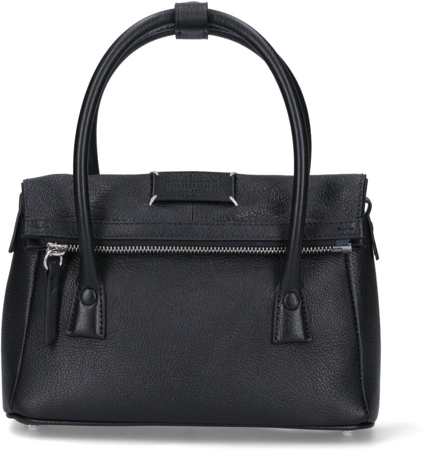 Maison Margiela Rectangular Black Sheepskin Leather Tote Zwart