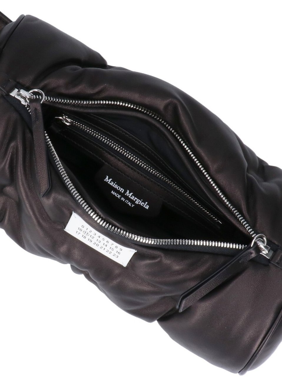 Maison Margiela Black Nappa Leather "Glam Slam" Shoulder Bag Zwart