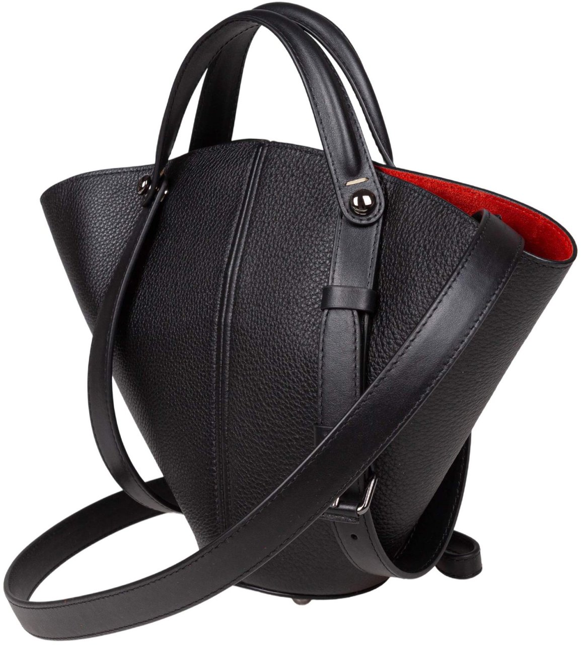 Maison Margiela Maison margiela small dress-age leather bucket bag in black and red Zwart