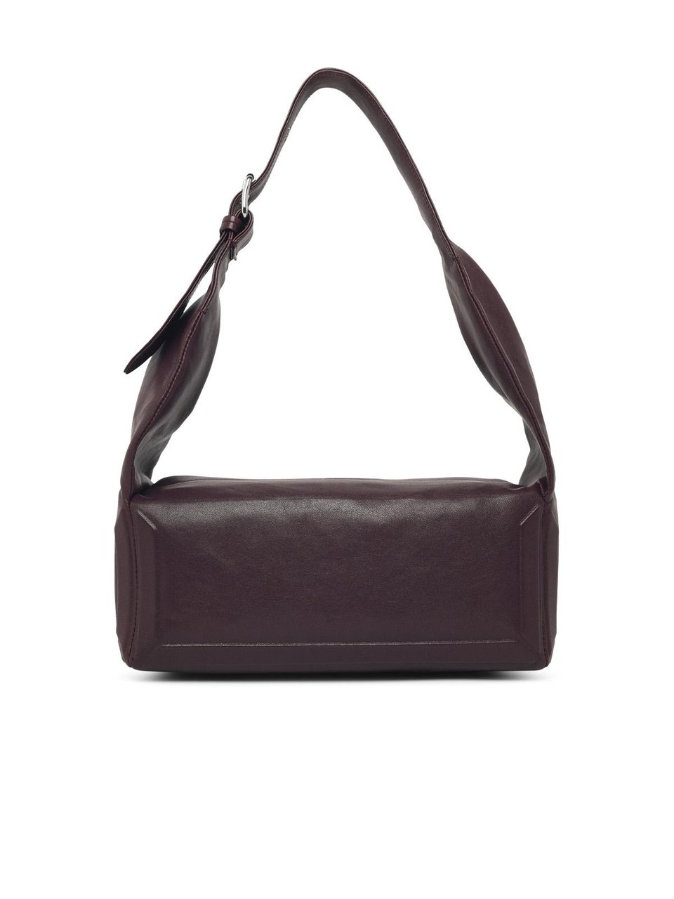 Maison Margiela Medium 'Box East West' Burgundy Leather Shoulder Bag Zwart