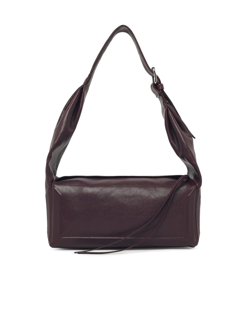 Maison Margiela Medium 'Box East West' Burgundy Leather Shoulder Bag Zwart