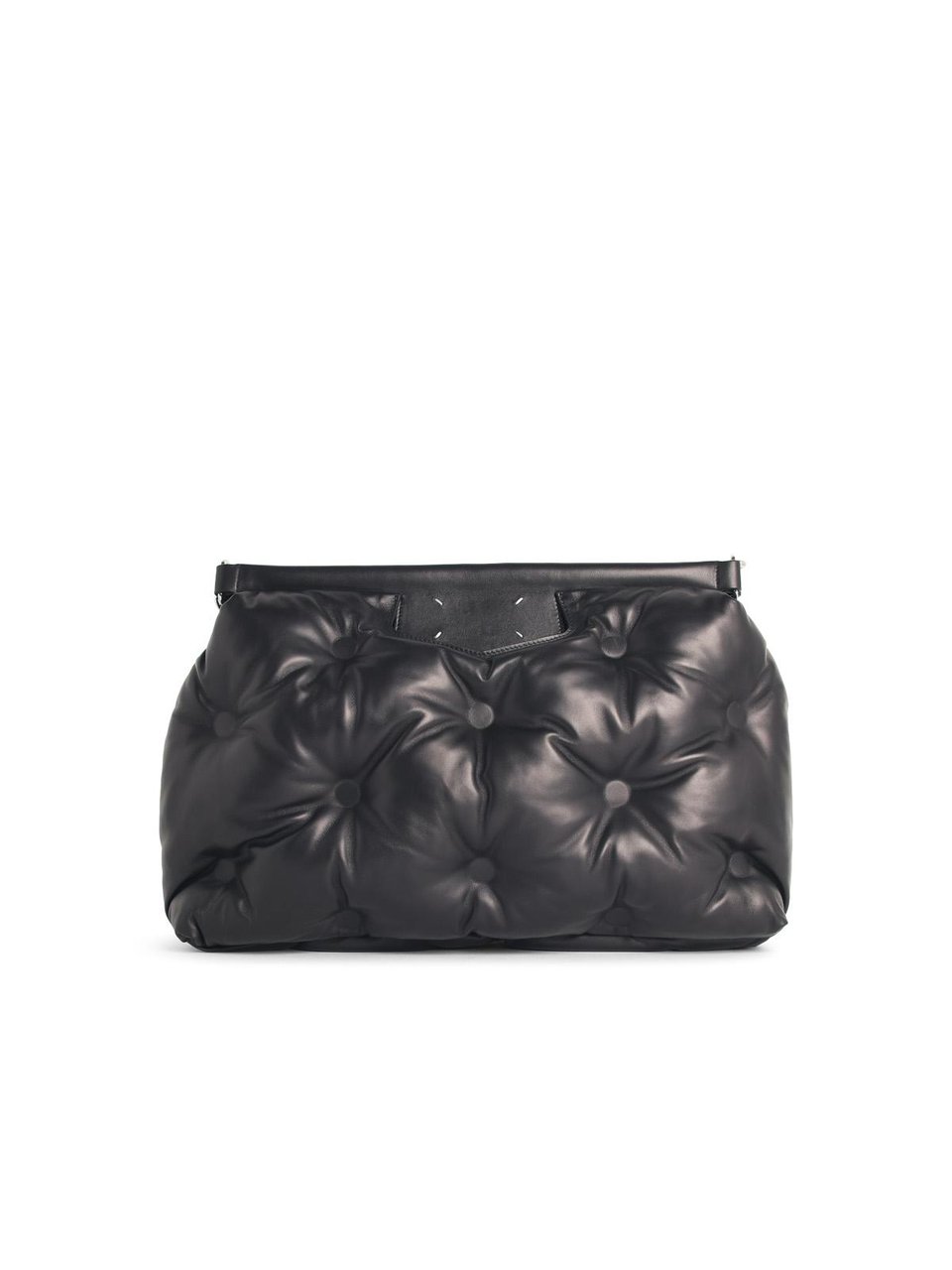 Maison Margiela Glam Slam Classique' Large Black Leather Bag Zwart