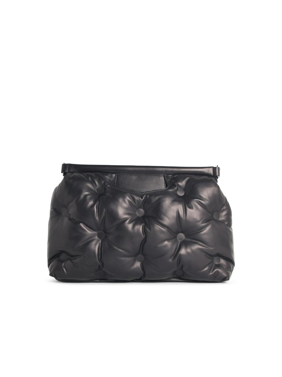 Maison Margiela Glam Slam Classique' Large Black Leather Bag Zwart
