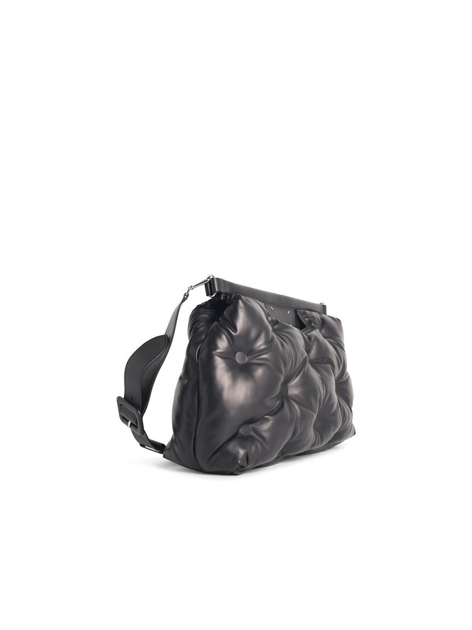 Maison Margiela Glam Slam Classique' Large Black Leather Bag Zwart