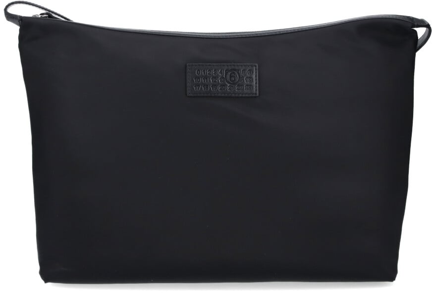 Maison Margiela Rectangular Nylon Crossbody Bag with Adjustable Leather Strap Zwart