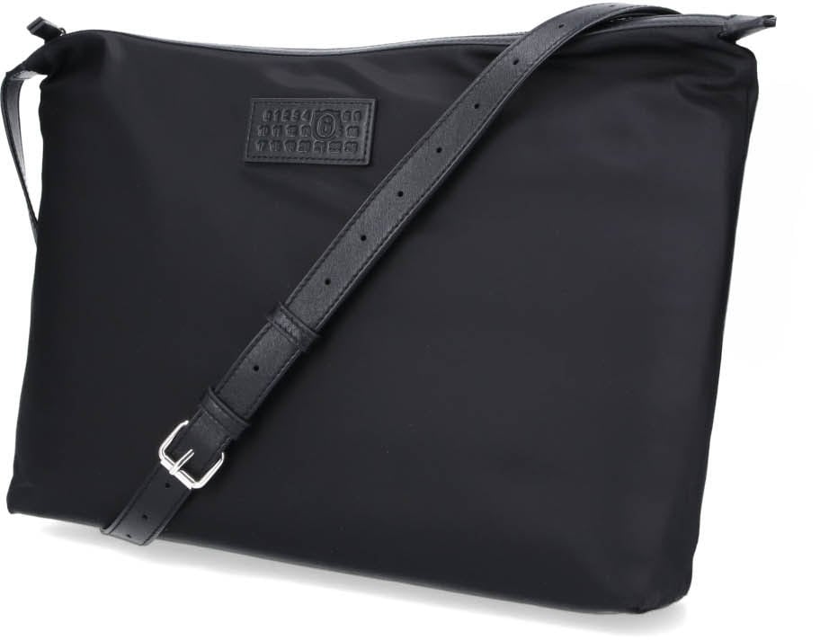 Maison Margiela Rectangular Nylon Crossbody Bag with Adjustable Leather Strap Zwart