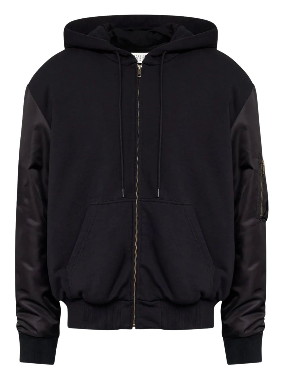 Maison Margiela Black Drawstring Hood Cotton Casual Jacket Zwart