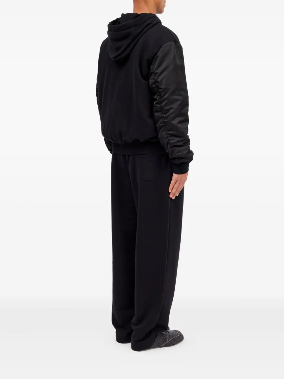 Maison Margiela Black Drawstring Hood Cotton Casual Jacket Zwart