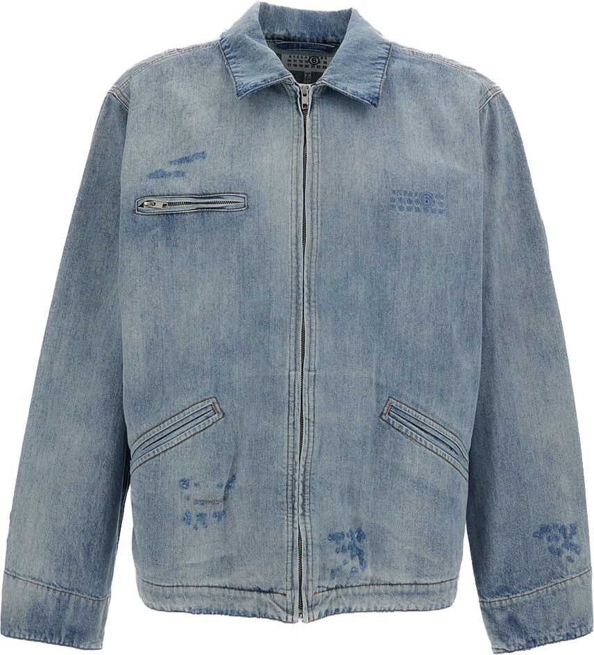 Maison Margiela Pure Cotton Denim Jacket Blauw