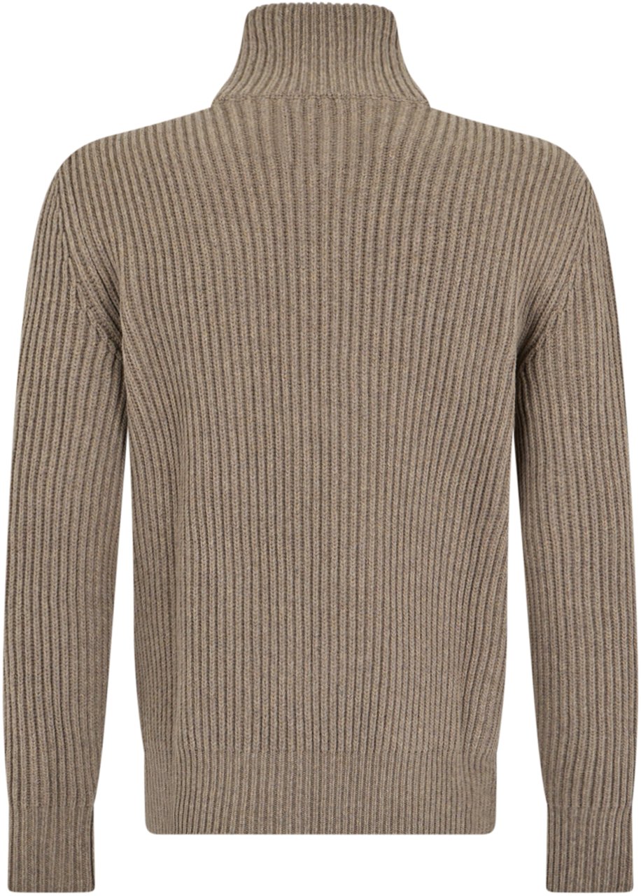 Maison Margiela Cardigan with zip and collar Beige