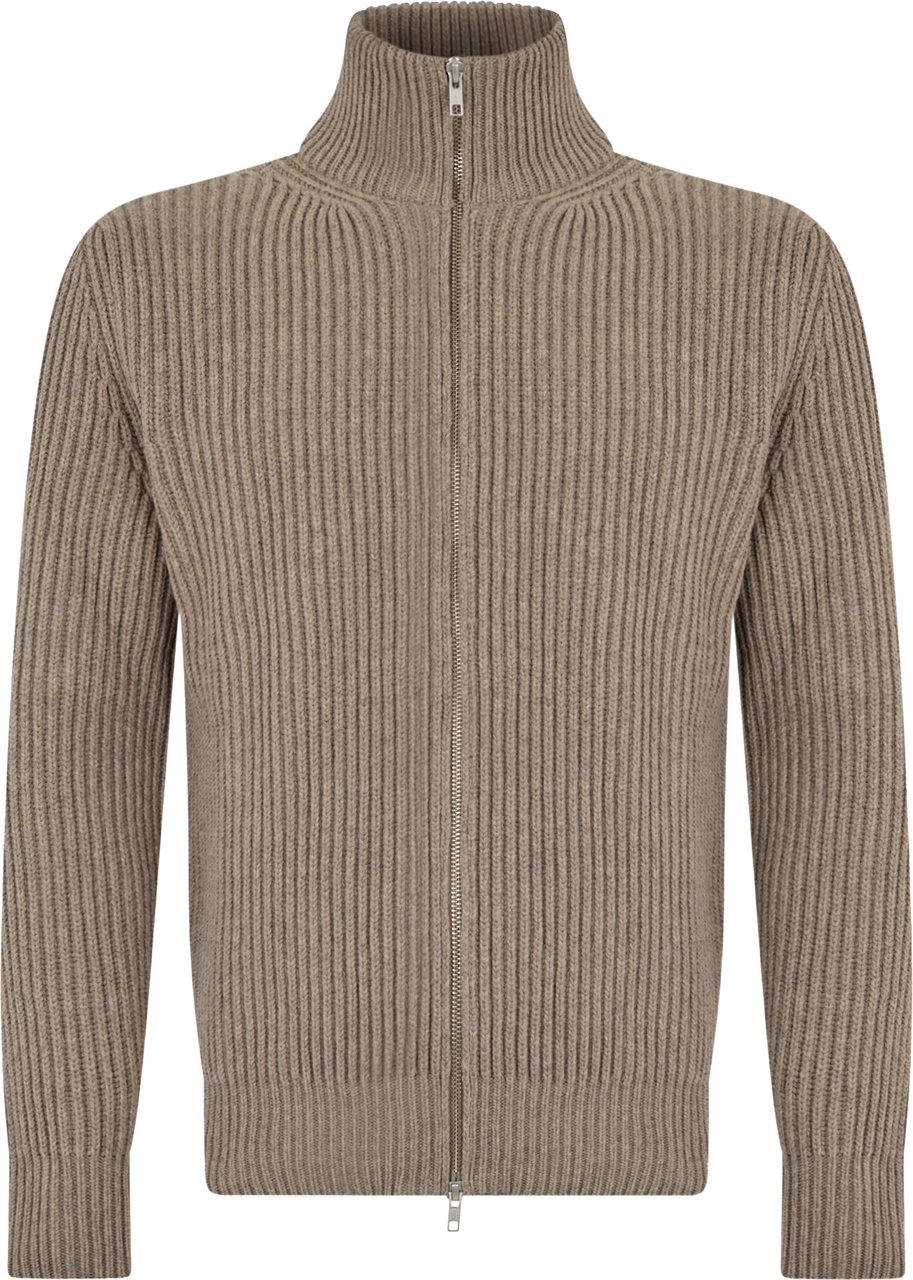 Maison Margiela Cardigan with zip and collar Beige