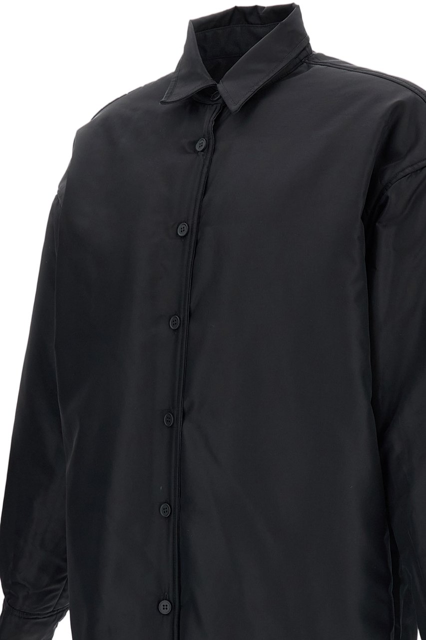 Maison Margiela Black Grey Cotton-Wool Reversible Overshirt Zwart