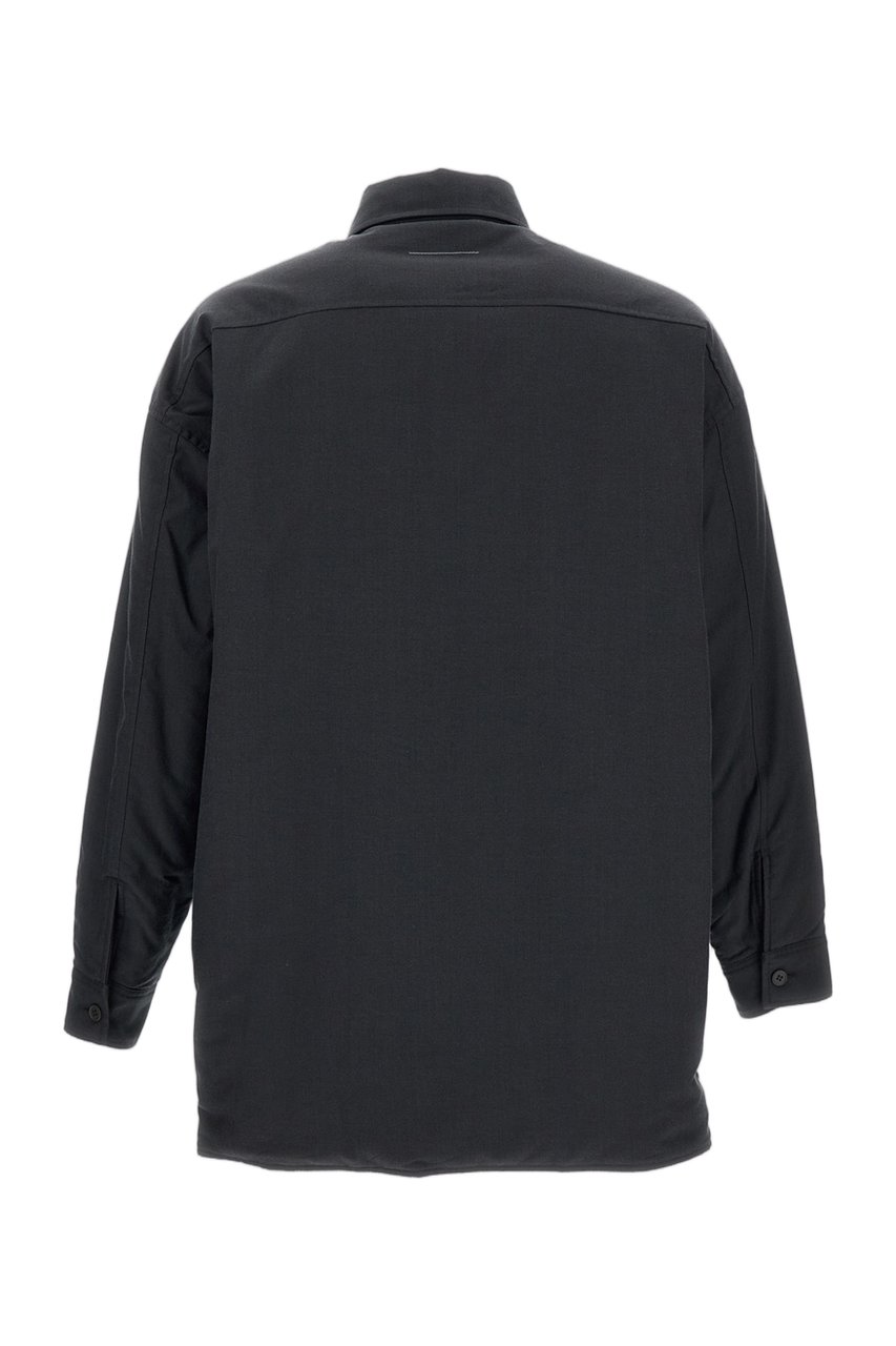 Maison Margiela Black Grey Cotton-Wool Reversible Overshirt Zwart